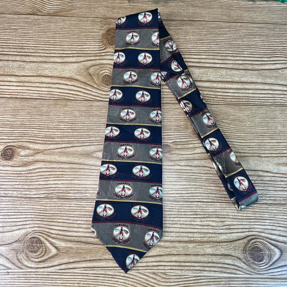 Men's TABASCO Sauce Golf Clubs 100% Silk Multi Color Neck Tie Made In USA Dad